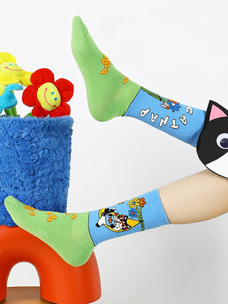 Cute Cartoon Meow Meow Mid-Calf Socks