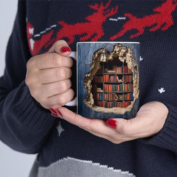 🔥2024 Hot Sale!🔥3D Bookshelf Visual Effect Ceramic Coffee Mug