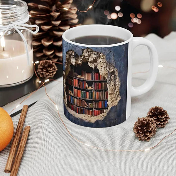 🔥2024 Hot Sale!🔥3D Bookshelf Visual Effect Ceramic Coffee Mug