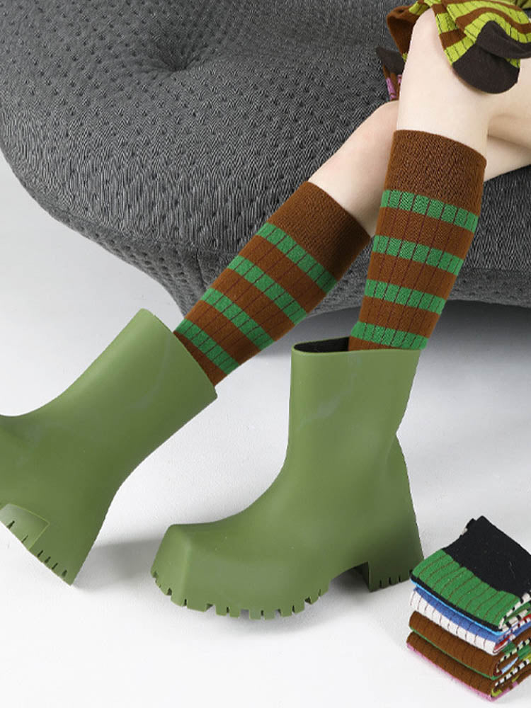 Striped Pattern Knee-High Socks