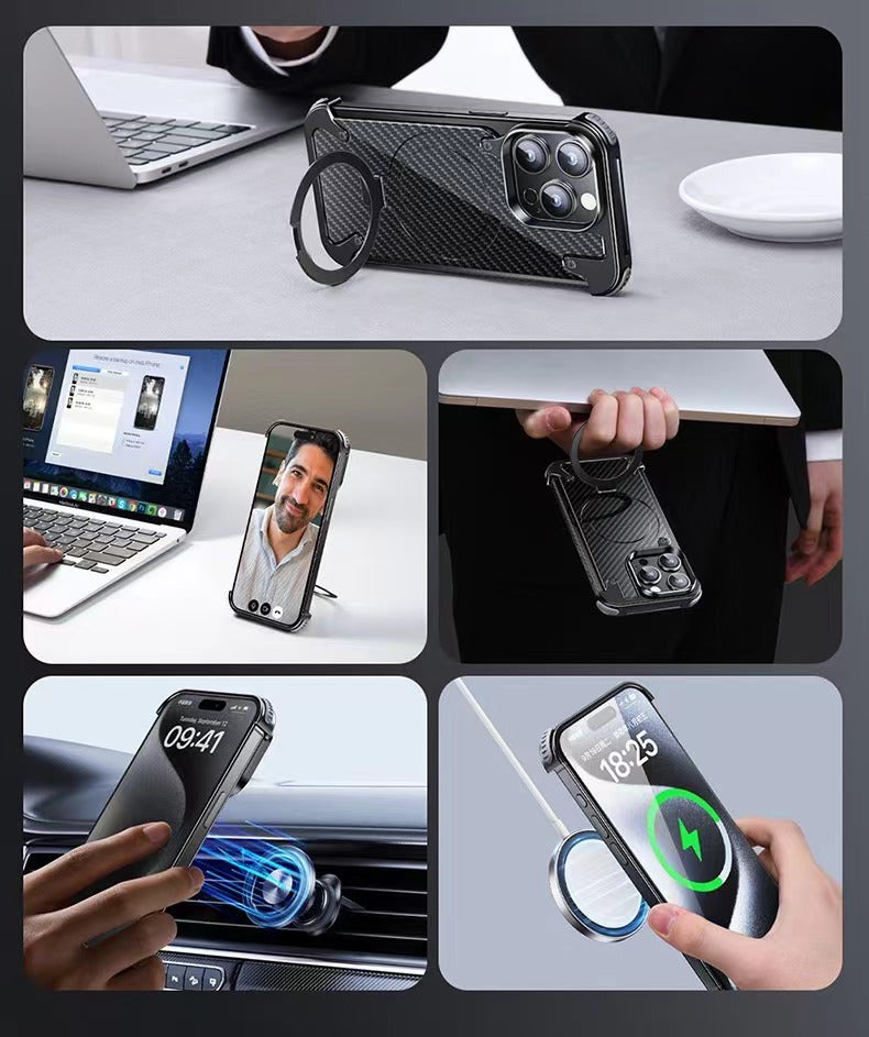 Metal Fiber Magnetic Holder Phone Case