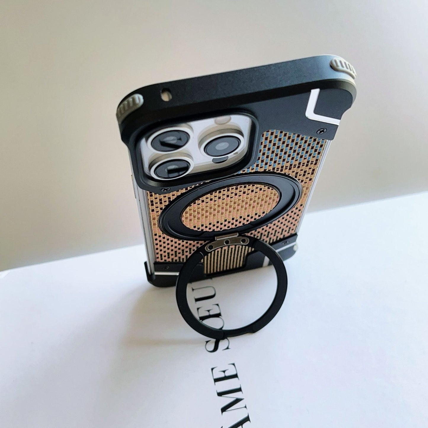 Gold wire silver aluminum alloy heat dissipation bracket magnetic mobile phone case