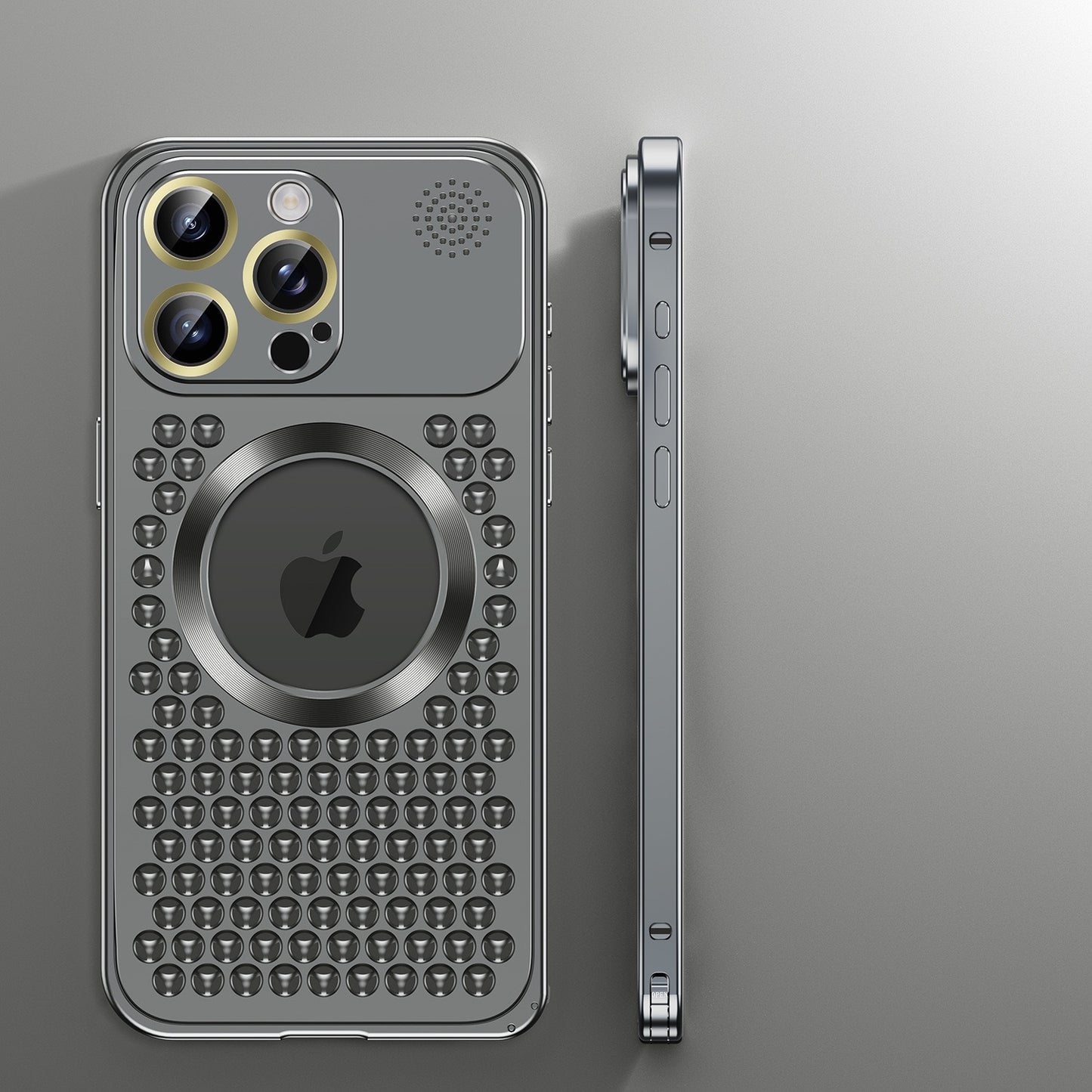 Heat dissipation anti-fall metal magnetic phone case