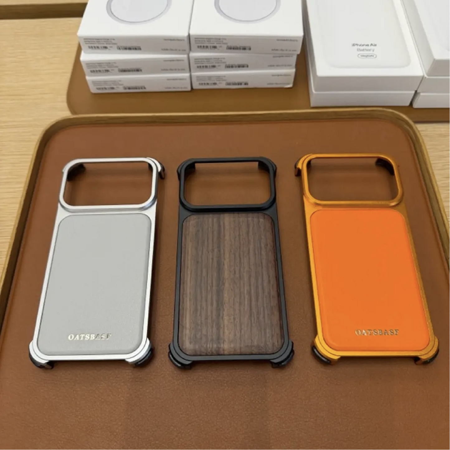 Luxury Metal Leather Borderless Magnetic Phone Case