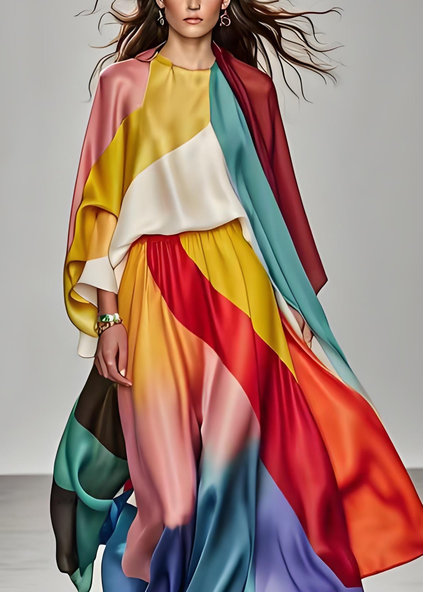 Italian Colorblock Silk dress Dress Summer