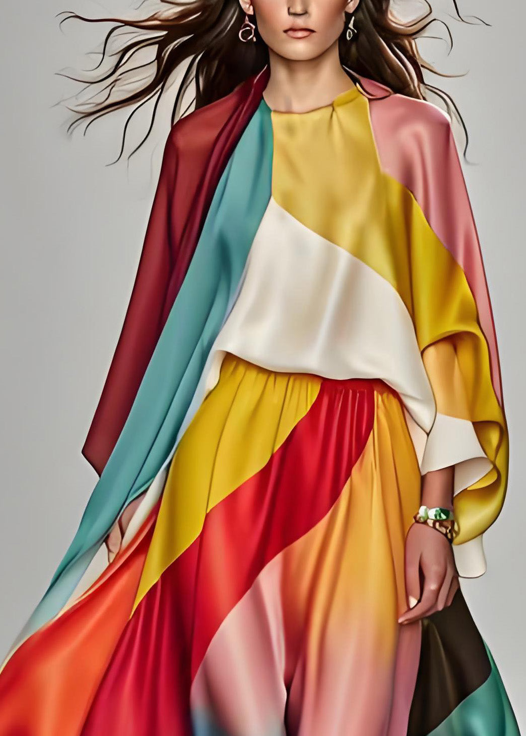 Italian Colorblock Silk dress Dress Summer