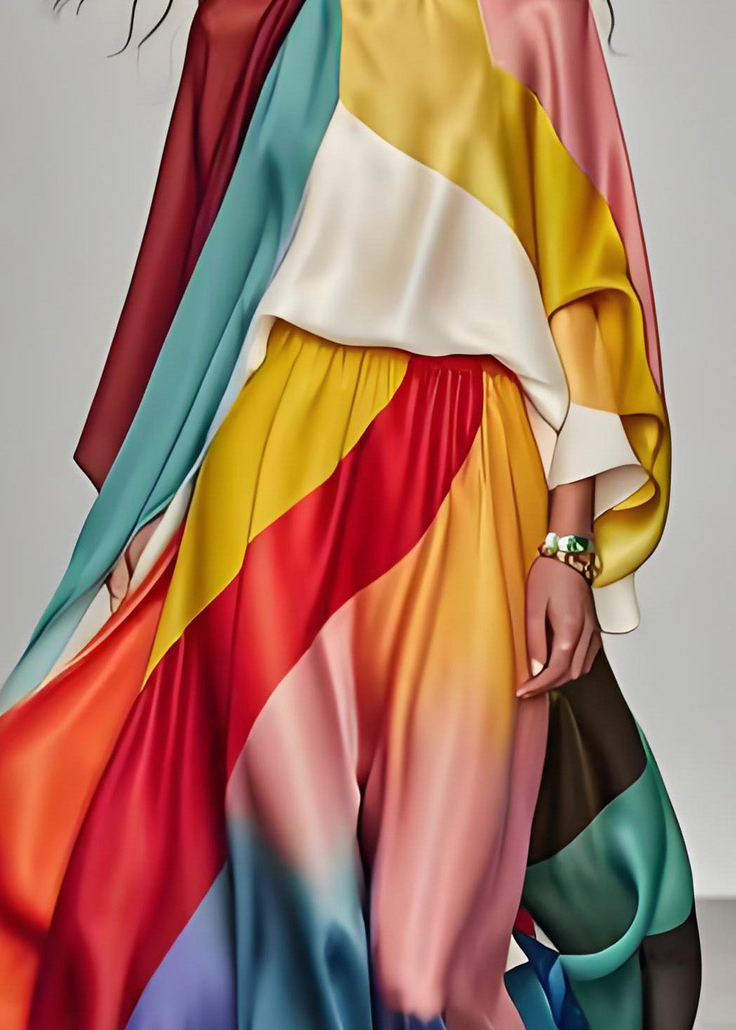 Italian Colorblock Silk dress Dress Summer