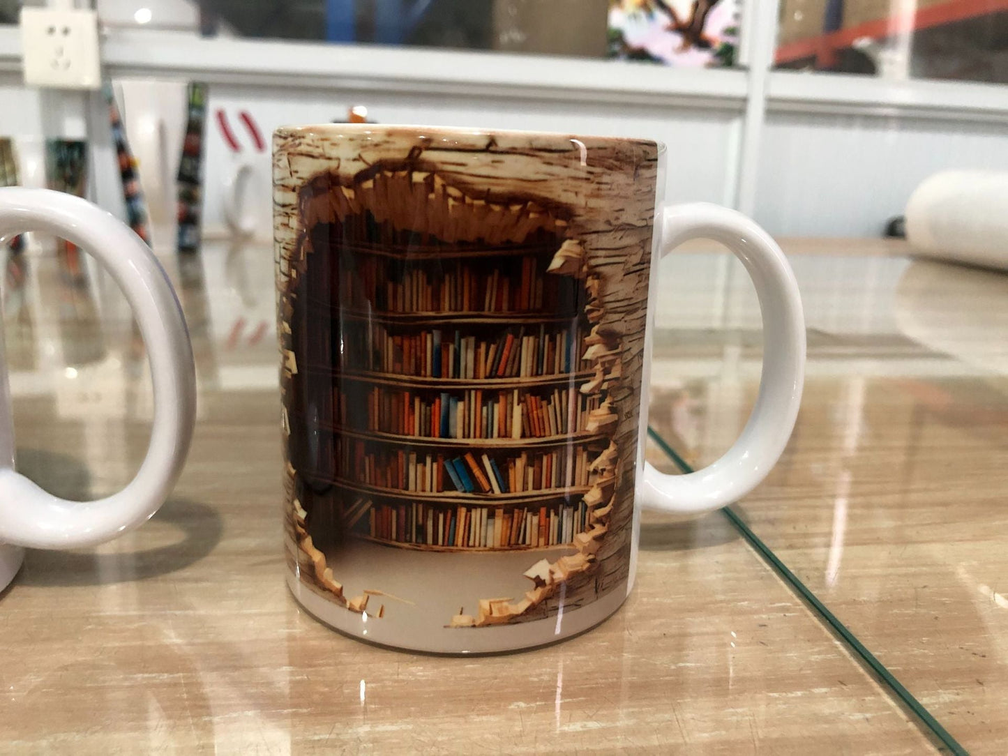 3D Bookshelf Mug Creative Ceramic Water Cup With Handle A Library