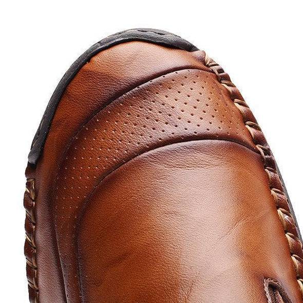 Libiyi Men Hand Stitching Zipper Slip-ons Leather Shoes