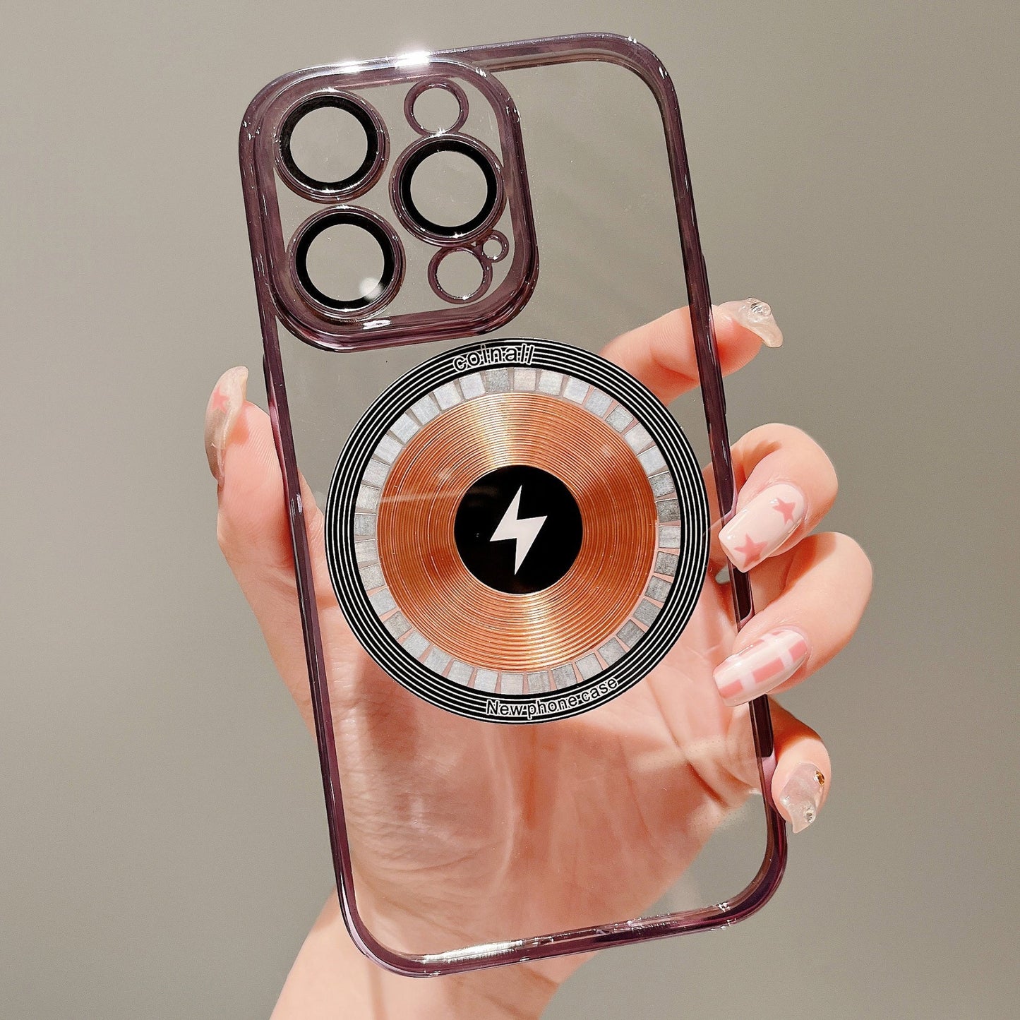 Transparent galvanised copper magnet shell for iPhone