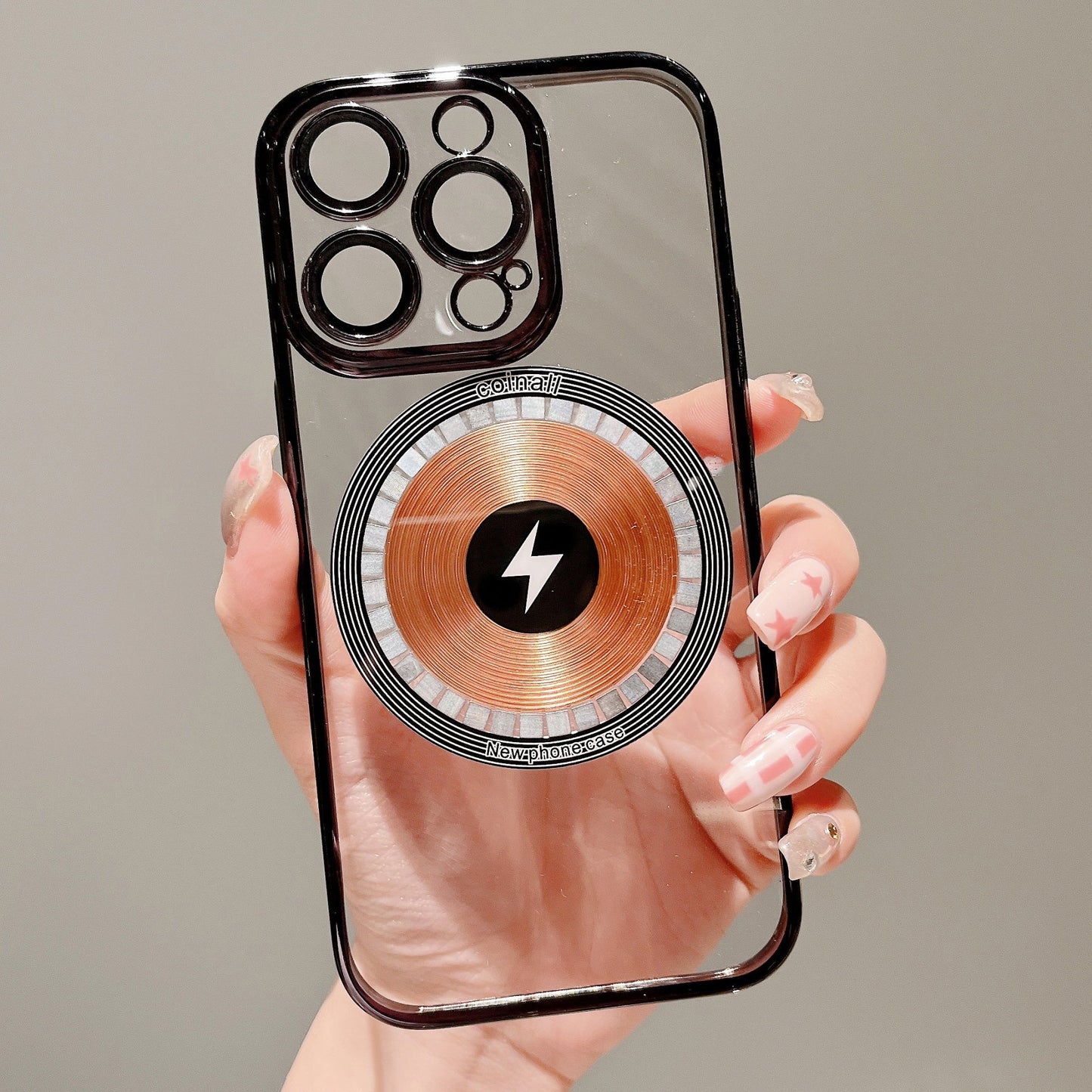 Transparent galvanised copper magnet shell for iPhone