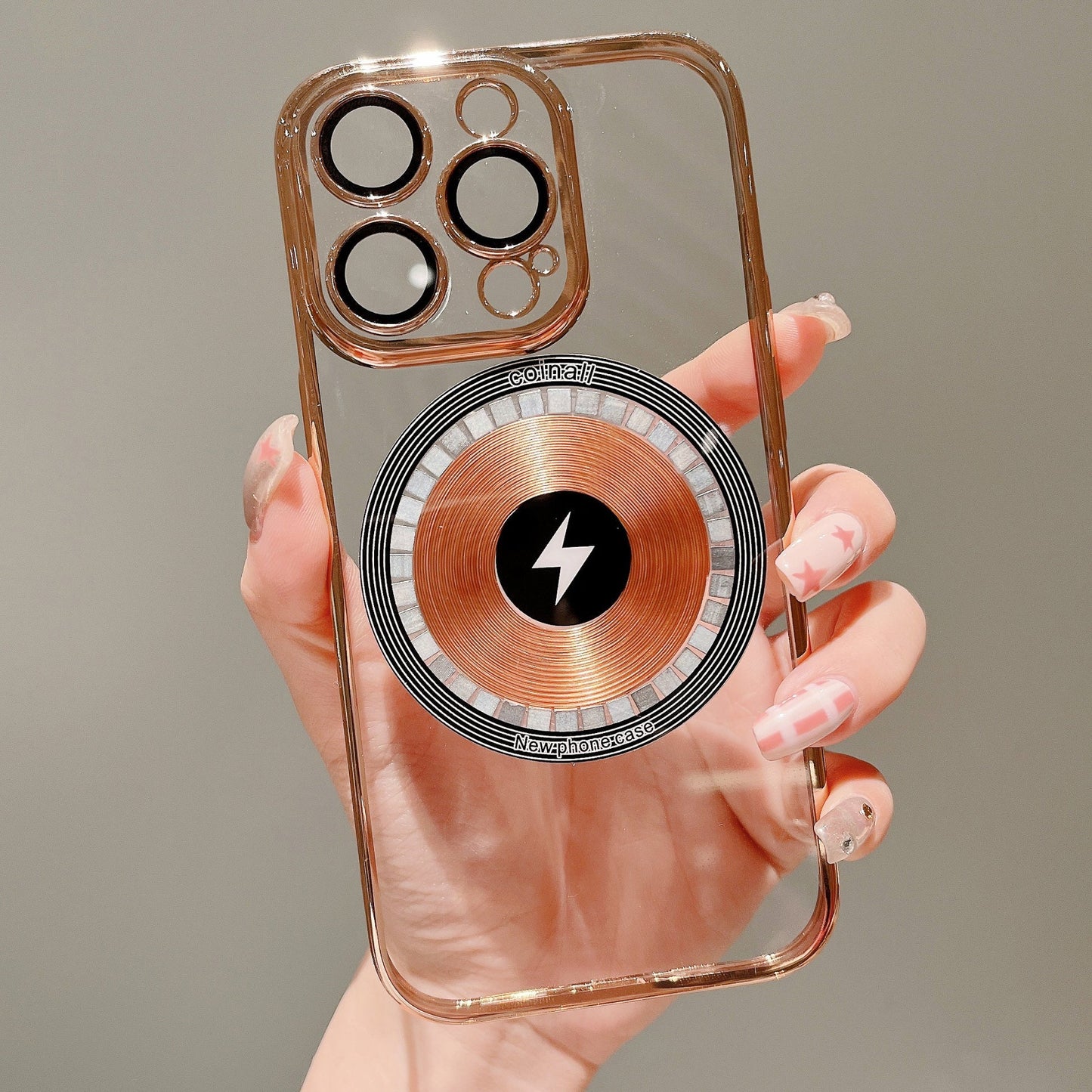 Transparent galvanised copper magnet shell for iPhone