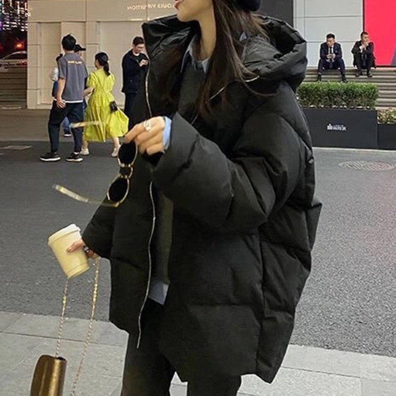 2022 Winter Women Thick Warm Puffer Jacket Parkas Oversize