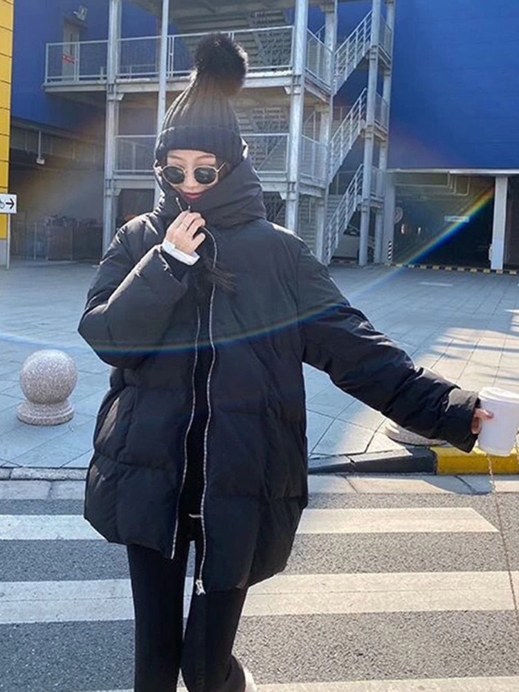 2022 Winter Women Thick Warm Puffer Jacket Parkas Oversize