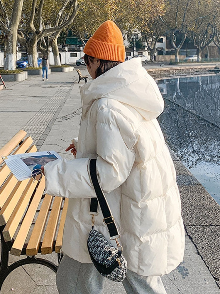 2022 Winter Women Thick Warm Puffer Jacket Parkas Oversize