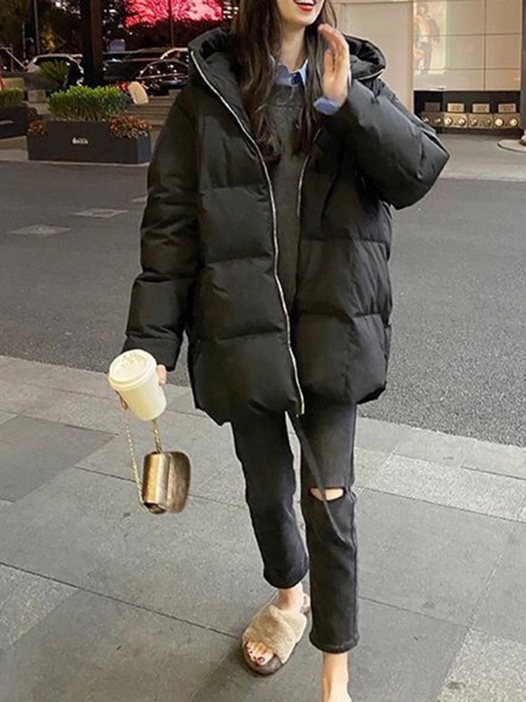 2022 Winter Women Thick Warm Puffer Jacket Parkas Oversize
