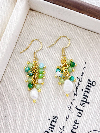 Small Fresh Grape Cluster Tassel Earrings