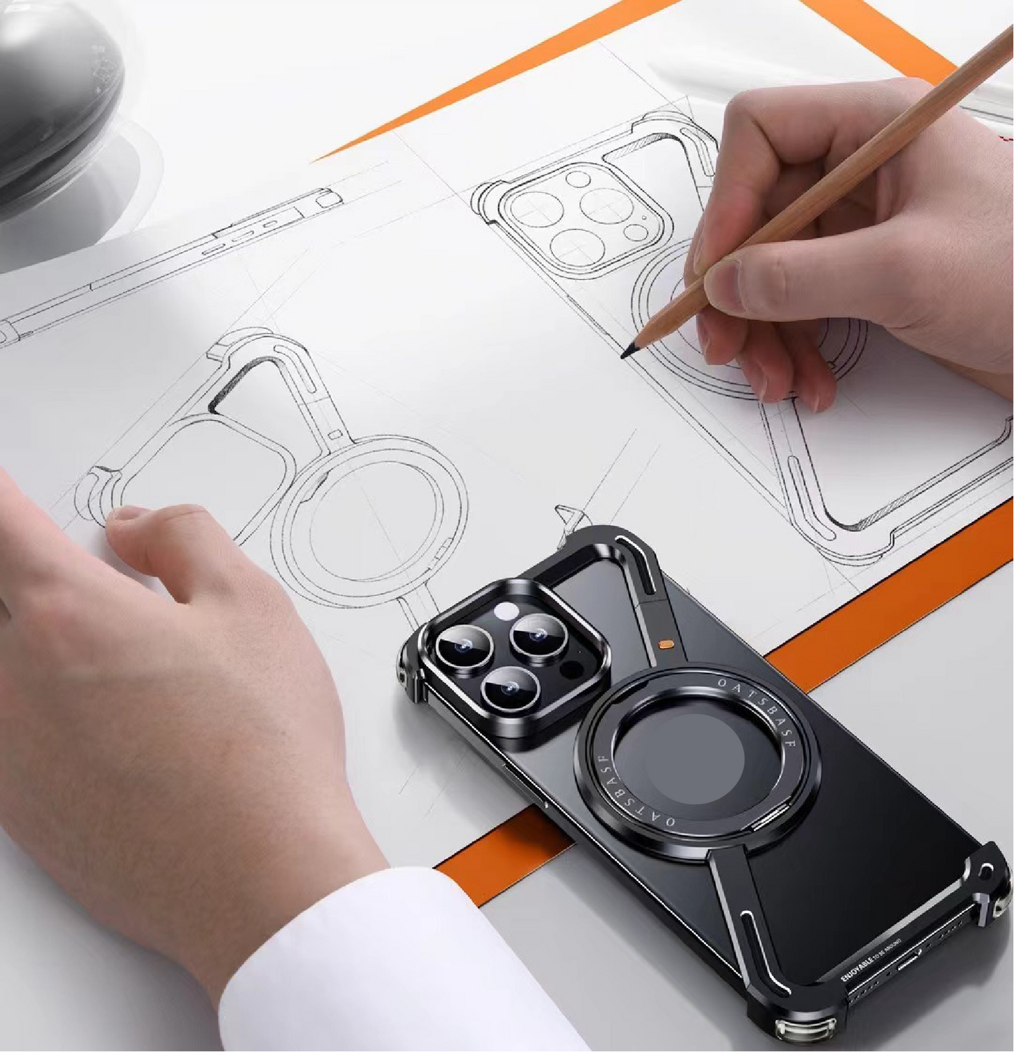 Creative Z-shaped Metal Rotating Stand Magnetic Phone Case