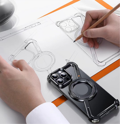 Creative Z-shaped Metal Rotating Stand Magnetic Phone Case