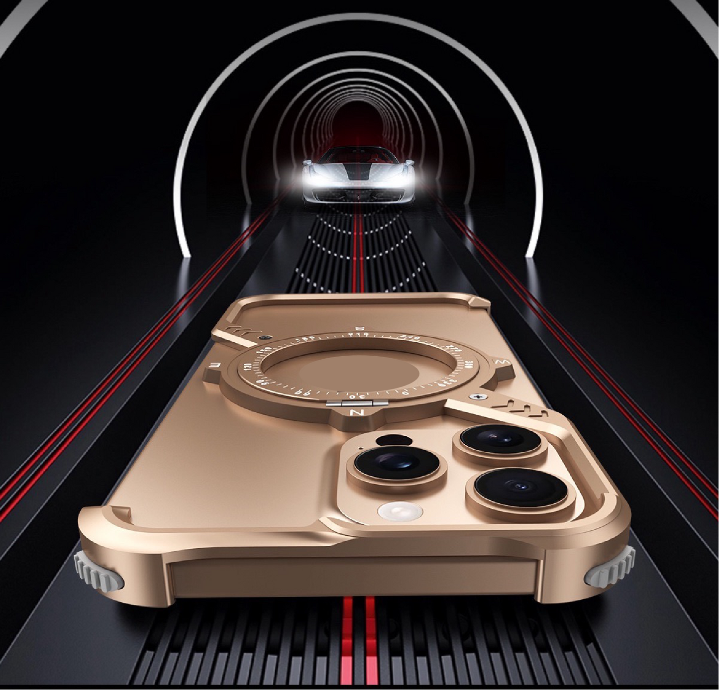 S-shaped Compass Rotating Magnetic Bracket Mobile Phone Case