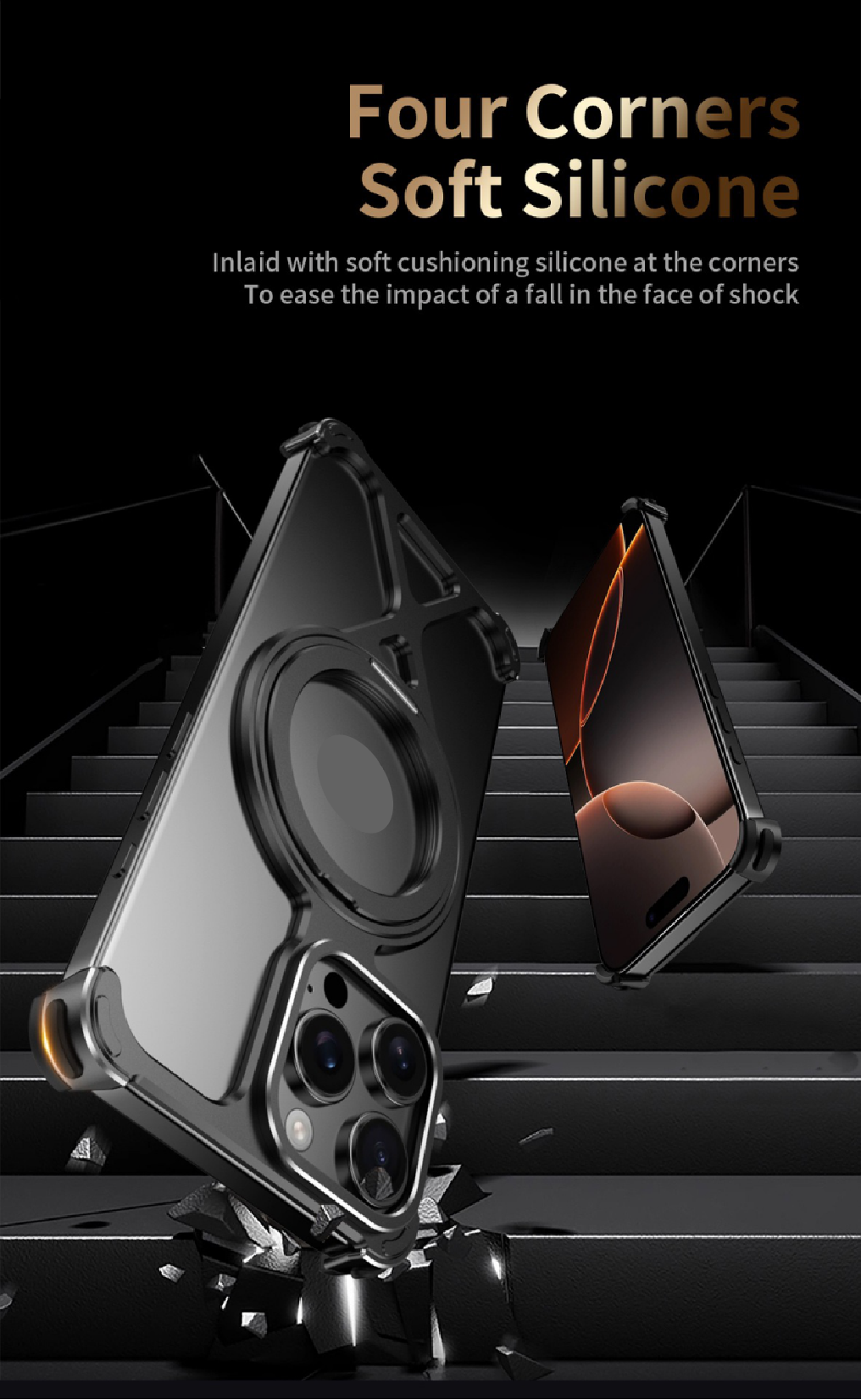 Personalized X-Line Styling Metal Magnetic Rotating Bracket Phone Case