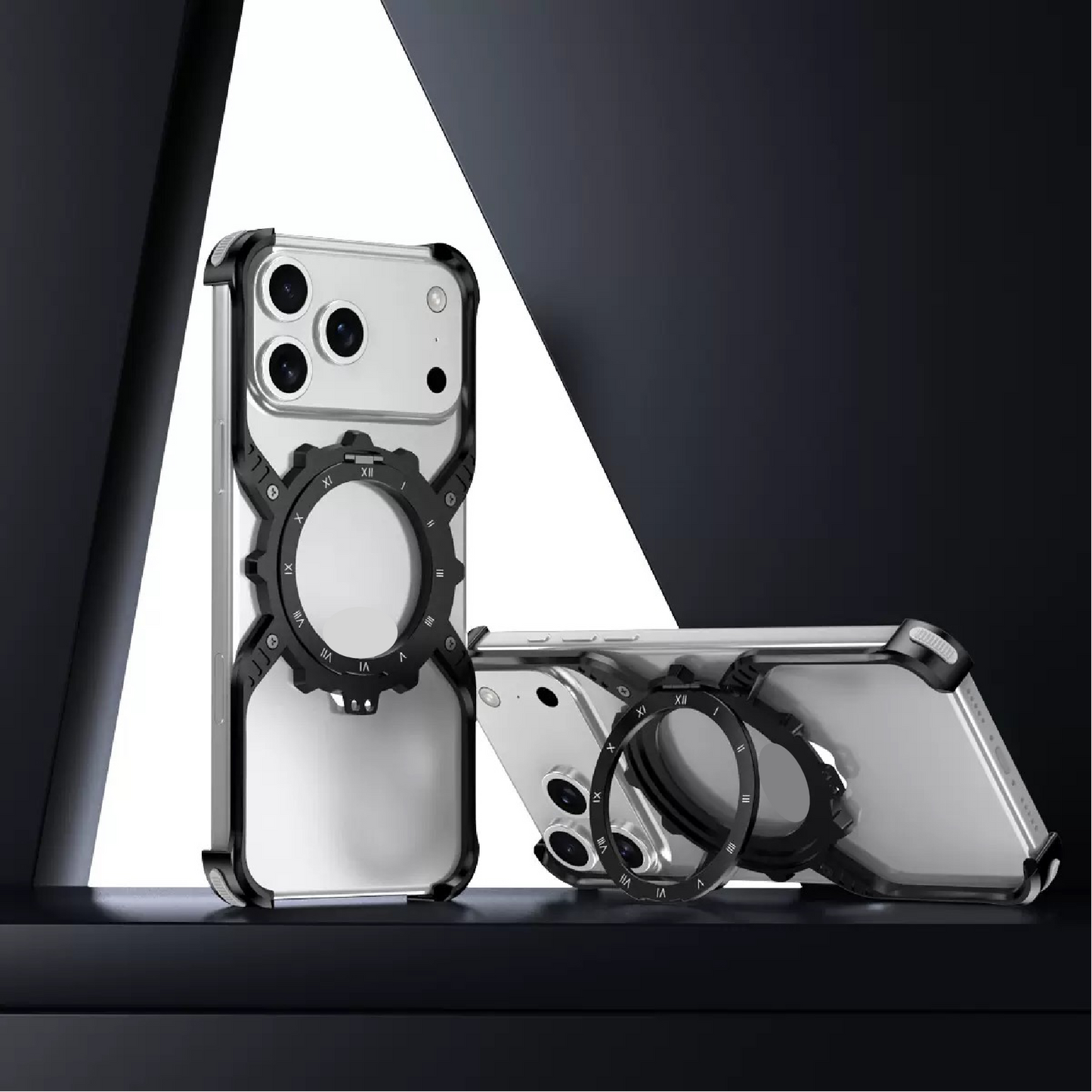 Mechanical Gear Luminous Rotating Bracket Magnetic Phone Case