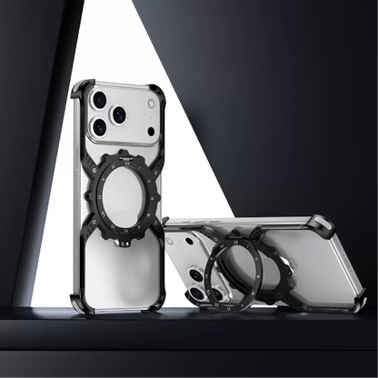 Mechanical Gear Luminous Rotating Bracket Magnetic Phone Case
