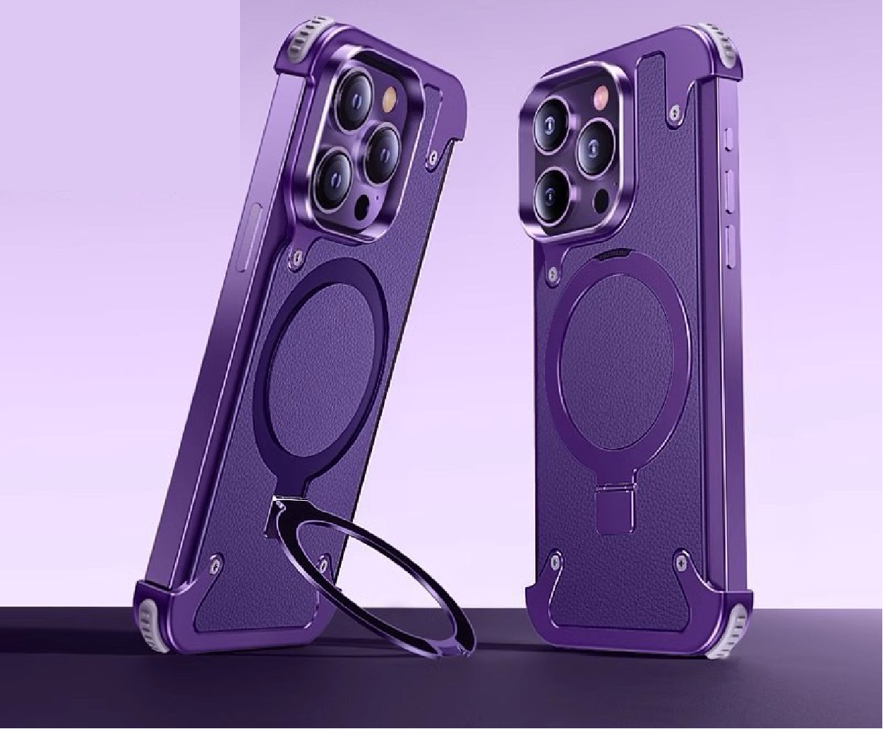 Luxury Genuine Leather Frameless Rotating Stand Phone Case