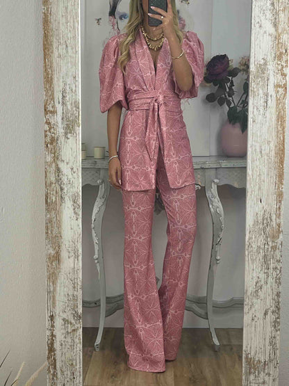 Casual Ethnic Style Printed Flared Pants