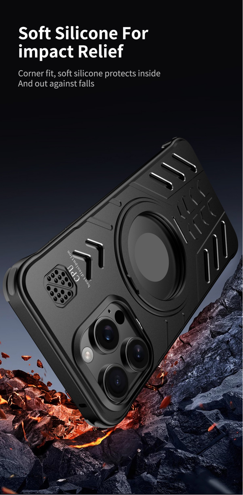 New Knight Series Metal Heat Dissipation Magnetic Phone Case