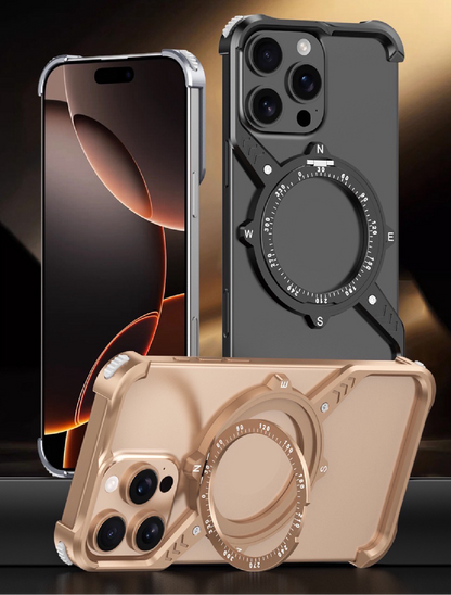 S-shaped Compass Rotating Magnetic Bracket Mobile Phone Case