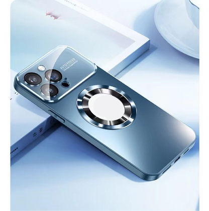 Large Window Lens Protection Frosted Magnetic Phone Case
