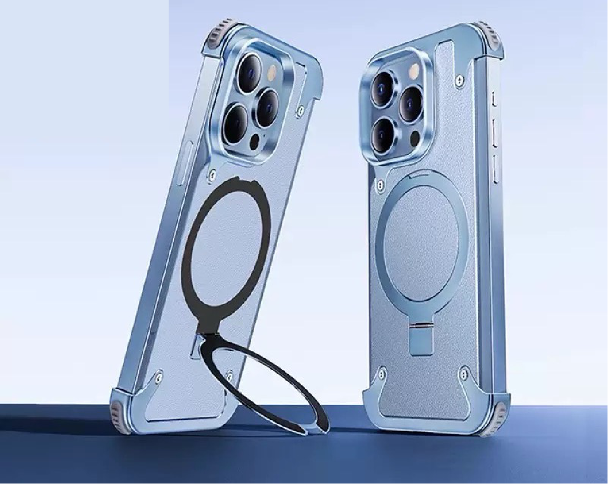 Luxury Genuine Leather Frameless Rotating Stand Phone Case