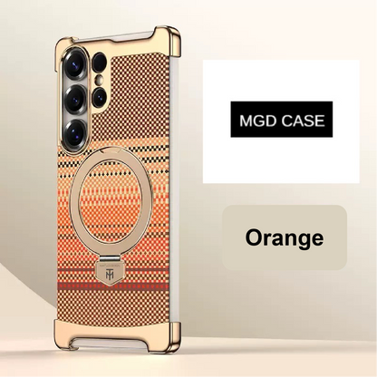 Noble Artistic Frame Carbon Fiber Pattern Magnetic Bracket Phone Case