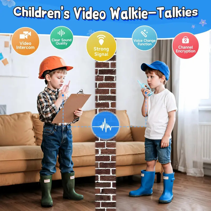 🎄🎁【Christmas Gift 】Kids Video Walkie Talkies with Built-in WiFi-Rechargeable, No Data Needed