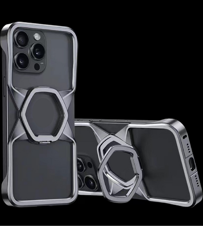 Hexagonal Metal Stand Magnetic Phone Case