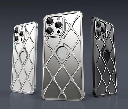 Alloy Diamond Grid Invisible Bracket Mobile Phone Case