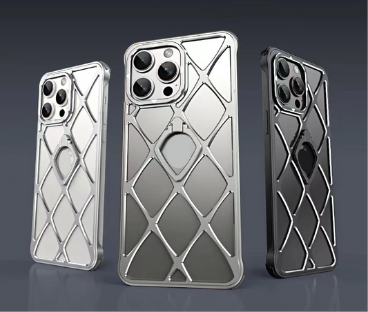 Alloy Diamond Grid Invisible Bracket Mobile Phone Case