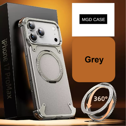 Luxury Genuine Leather Frameless Rotating Stand Phone Case