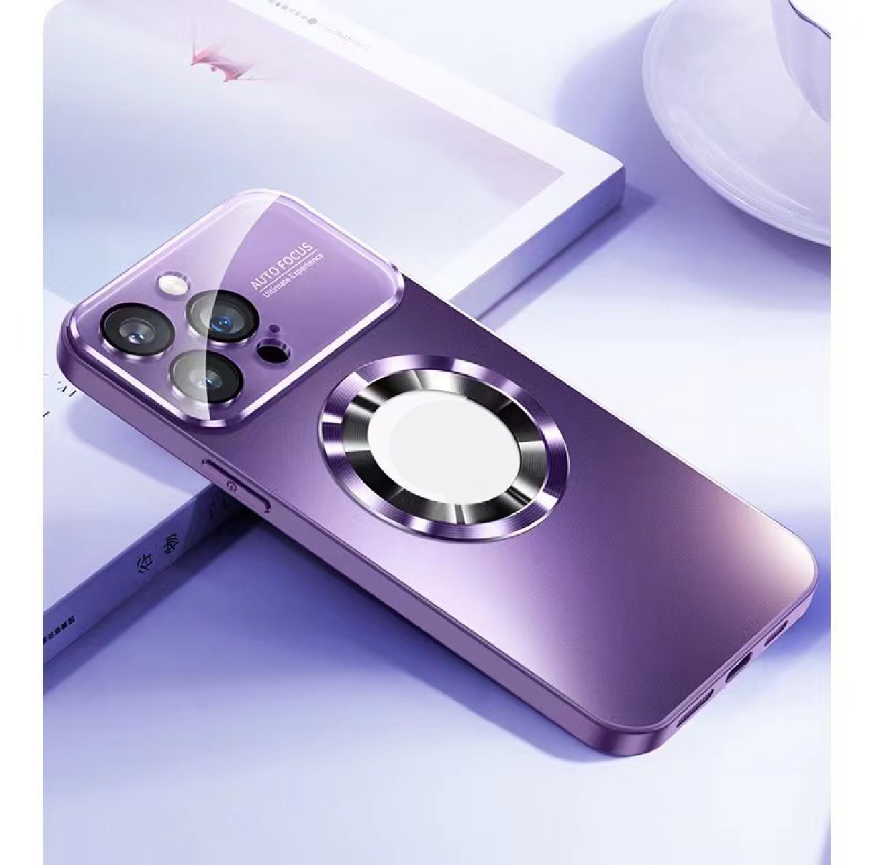 Large Window Lens Protection Frosted Magnetic Phone Case
