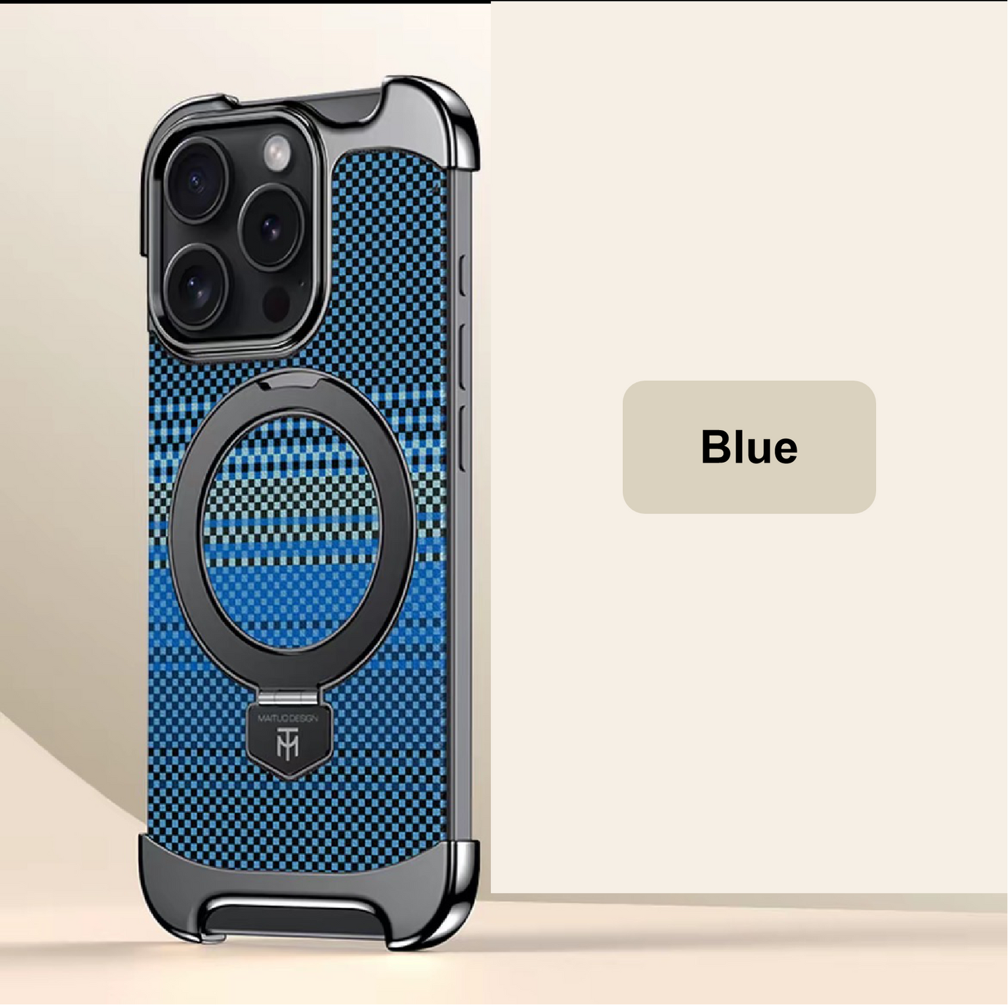 Noble Artistic Frame Carbon Fiber Pattern Magnetic Bracket Phone Case