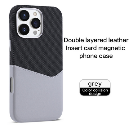 Unique Leather Textured Stitching Magnetic Card Slot Phone Case
