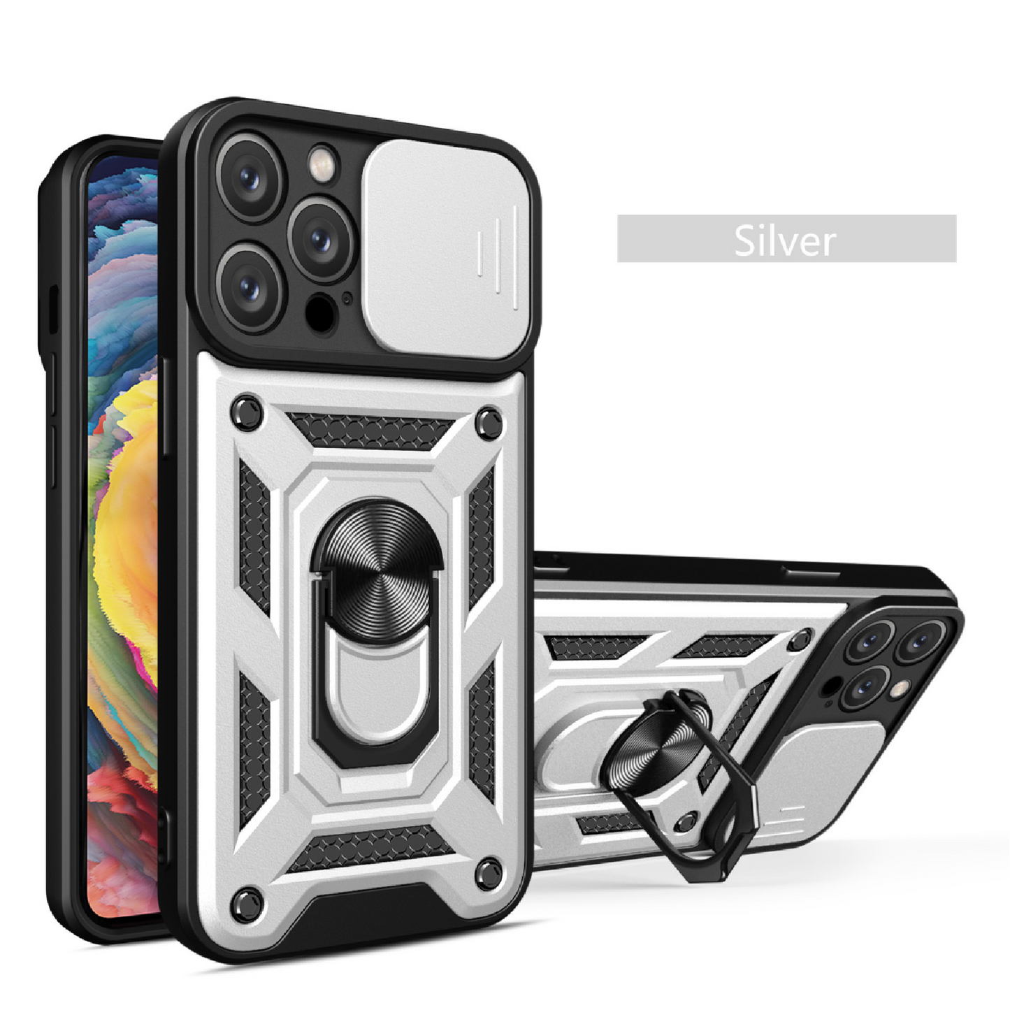 Mecha sliding cover lens protective phone case