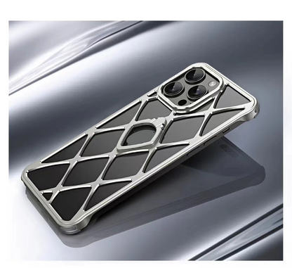 Alloy Diamond Grid Invisible Bracket Mobile Phone Case