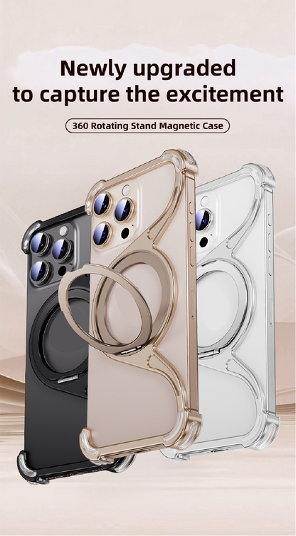 M-shaped Metal Rotating Stand Magnetic Phone Case
