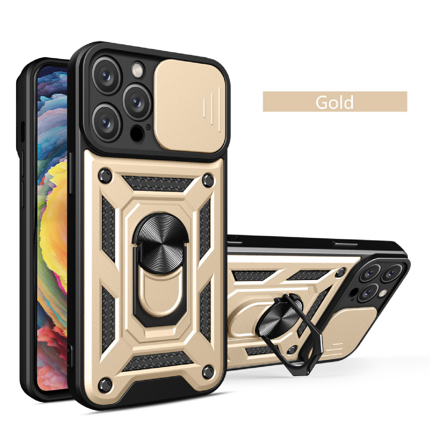 Mecha sliding cover lens protective phone case