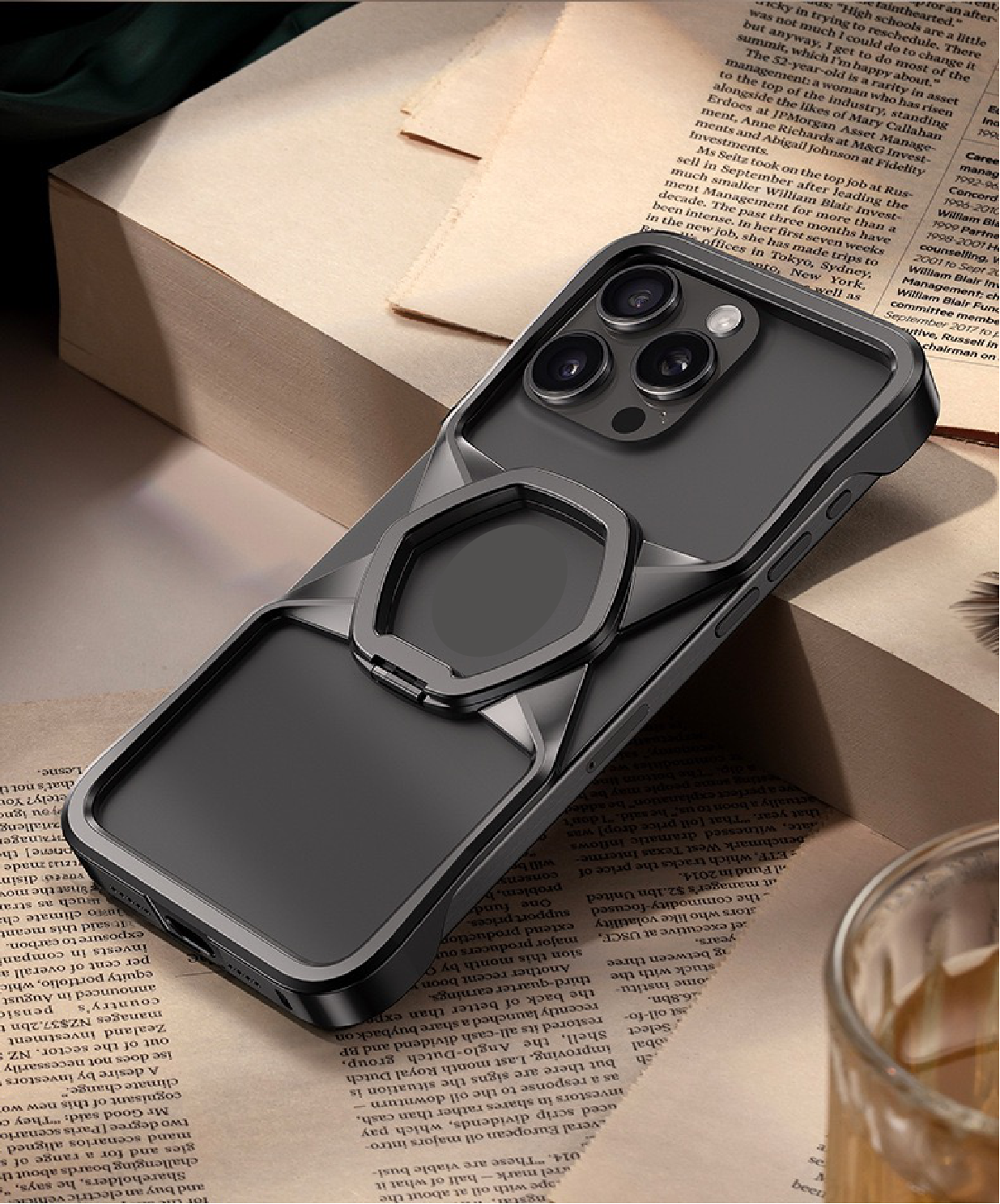 Hexagonal Metal Stand Magnetic Phone Case