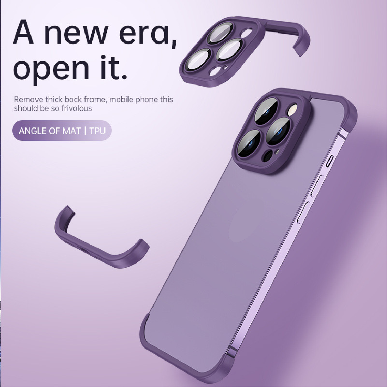 Frameless lens protective phone case