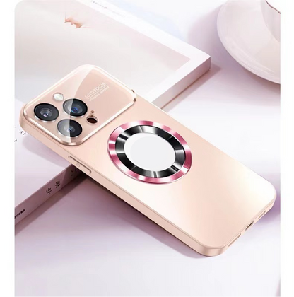 Large Window Lens Protection Frosted Magnetic Phone Case