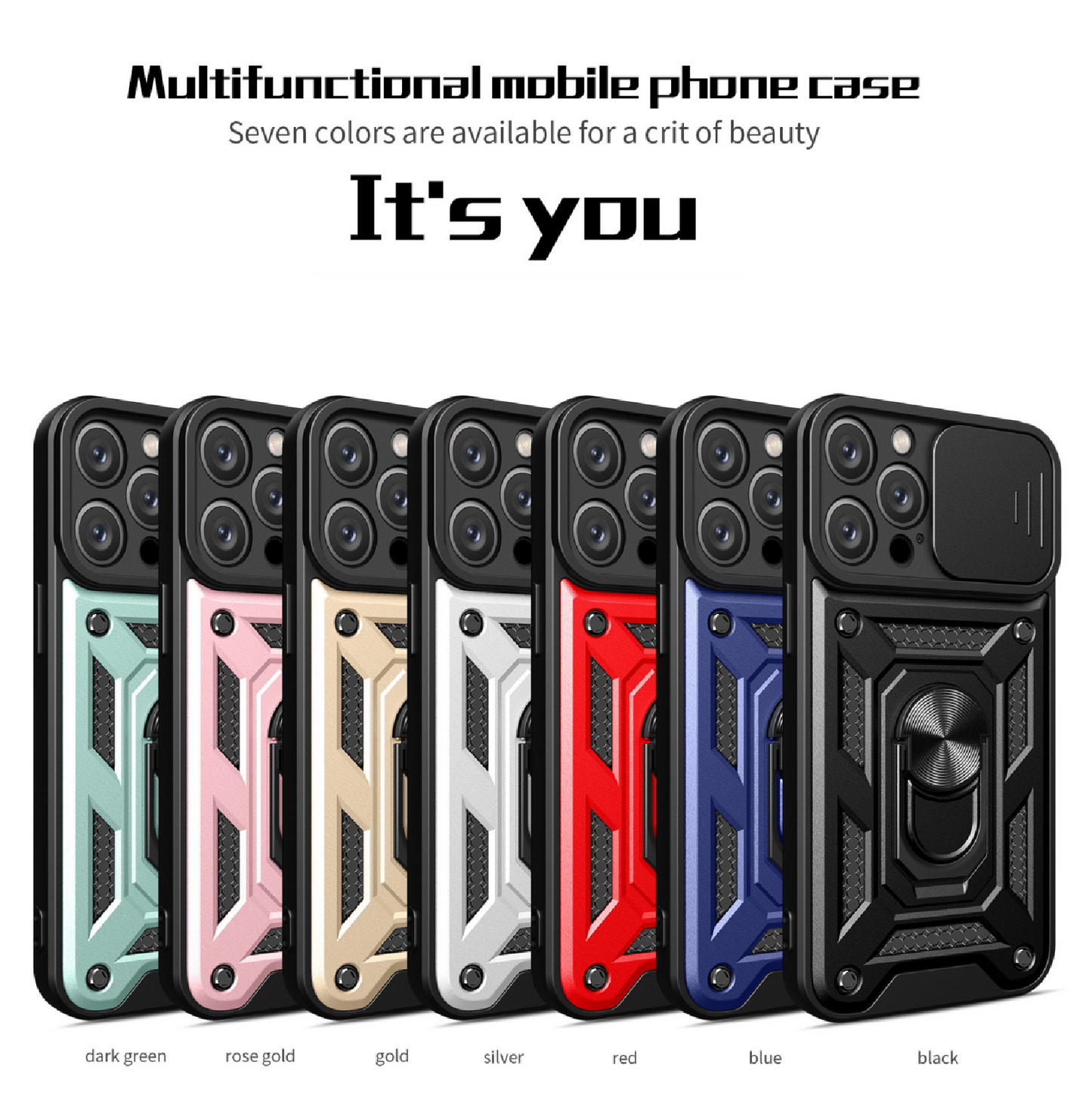 Mecha sliding cover lens protective phone case